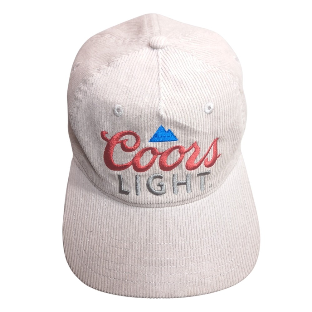COORS LIGHT Hat Cap Corduroy Beer Logo Adjustable Gray Red Blue‎ Snapback